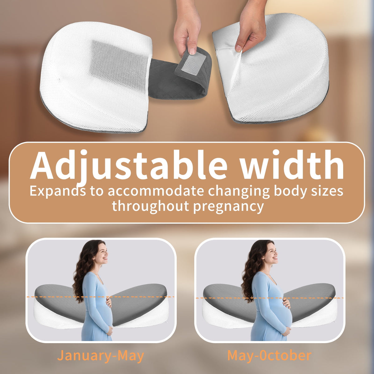 Doulami Pregnancy Pillows for Sleeping, Upgraded Memory Foam Maternity Pillow, Pregnancy Body Pillow for Pregnant Women with Cooling Removable, Washable Cover, Support for Belly