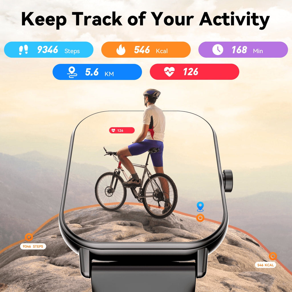 Mingdaln Smart Watch fits for Android and Iphone, IP68 Waterproof, Suitable for Women Men 100+Sports Modes 1.85 inch Fitness Tracker, with Answer/Make Calls/Message Reminder, （Two watch straps ）