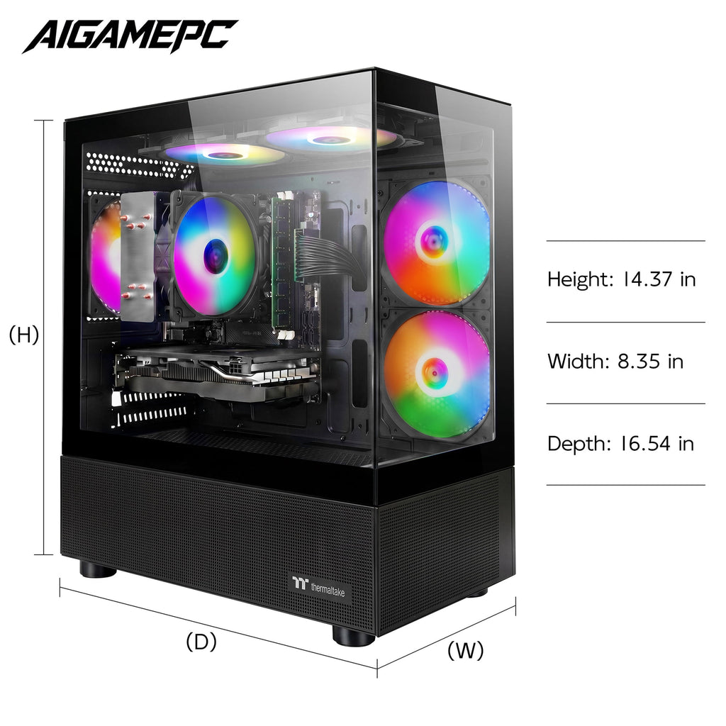 Budget Gaming PC Computers Desktop, Intel Core i7 up to 4.0GHz, GTX 1050 Ti 4GB, 16GB RAM, 512GB M.2 SSD, BX3 550W 80PLUS Bronze PSU, WiFi 5, RGB Fan x5, Windows 11 Home, prebuilt PC Gaming, Black