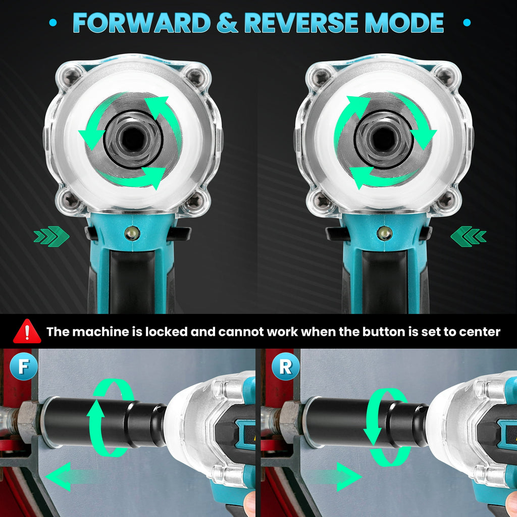 RELOIVE Cordless Impact Wrench 1/2", 553ft-lbs (750N.m) High Torque Impact Wrench with 2x 4.0Ah Batteries Brushless Motor Electric Impact Gun Impact Driver for Car Home