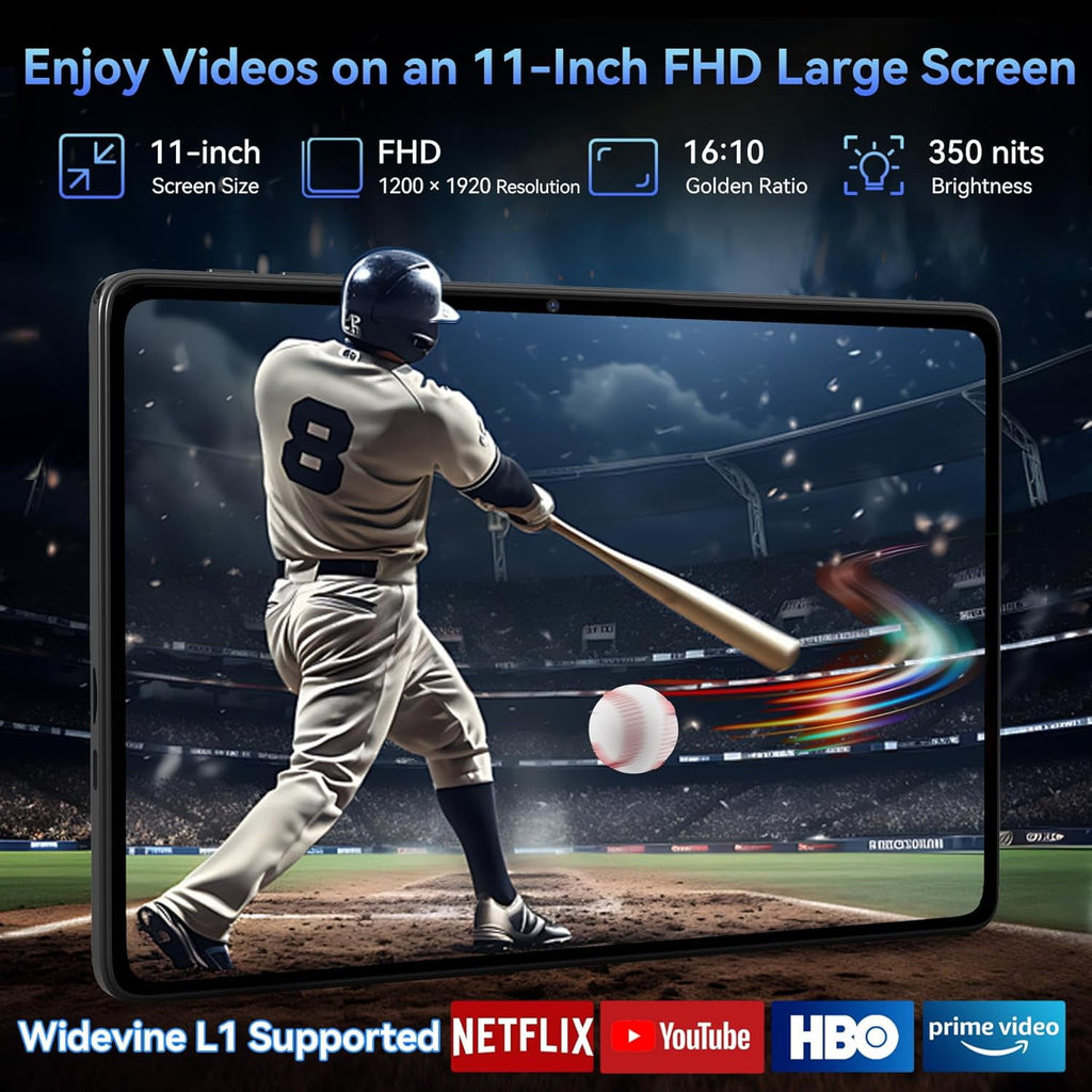 Tablet 2026 World's First Android 16 AI Tablet with Gemini AI, 11 Inch FHD Display, 24GB RAM 128GB ROM /2TB TF, T7250 CPU+13MP Camera, 8000mAh, Widevine L1, 2 in 1 Tablets with Keyboard Mouse Stylus