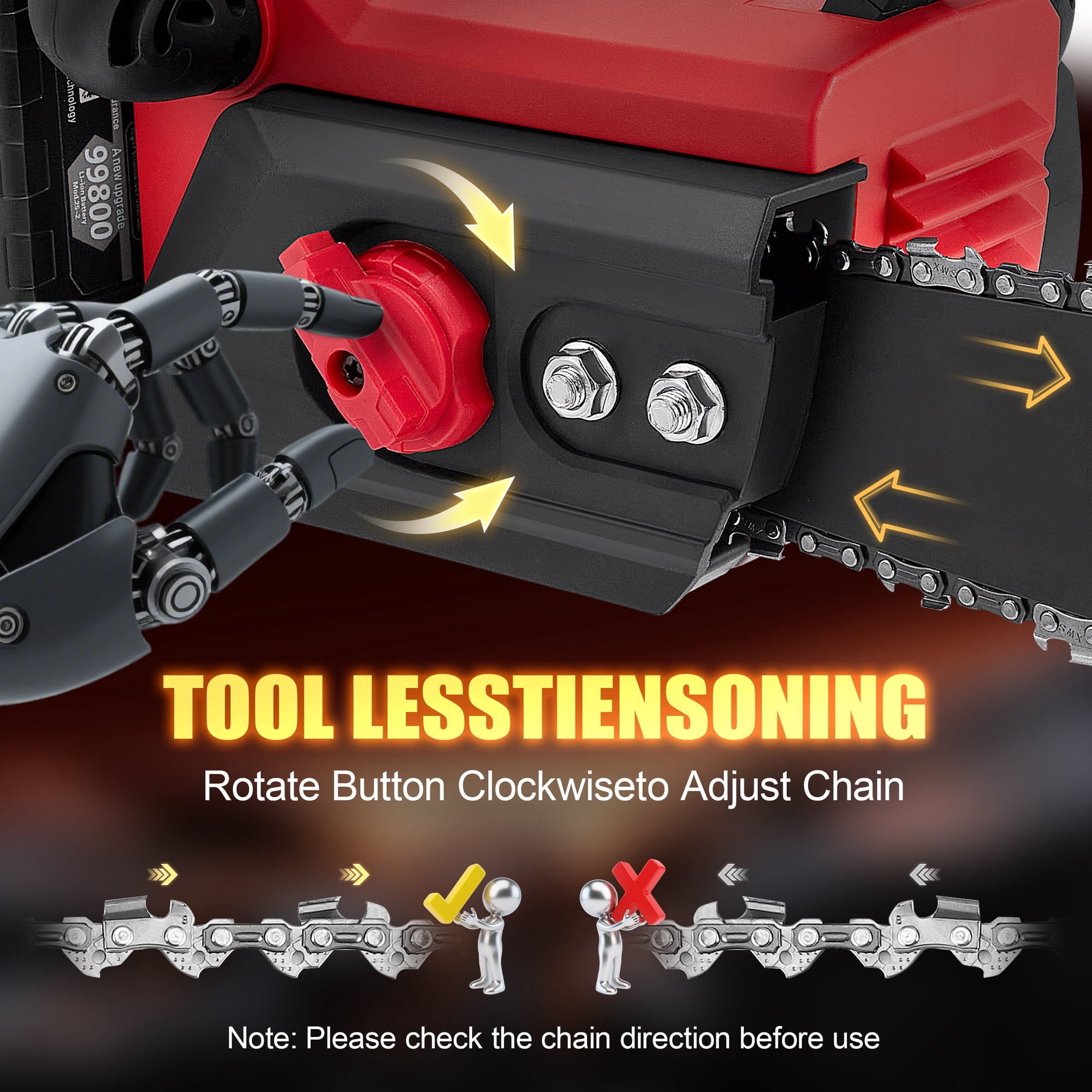 RELOIVE 16" Brushless Cordless Chainsaw, 42V 4000mAh with 3 Chains & Dual Chargers for Heavy-Duty Tree Cutting