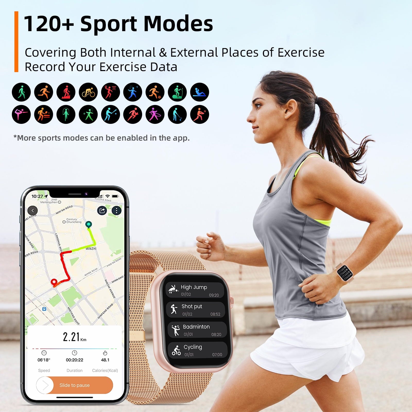 Mingdaln 1.85-inch Women's Smart watch with 2 watch straps/Answer/Make Calls/120+Sports Modes/ IP68 Waterproof，Fitness Tracker Fits for Android Iphone Devices（Gold Milan Steel Belt）
