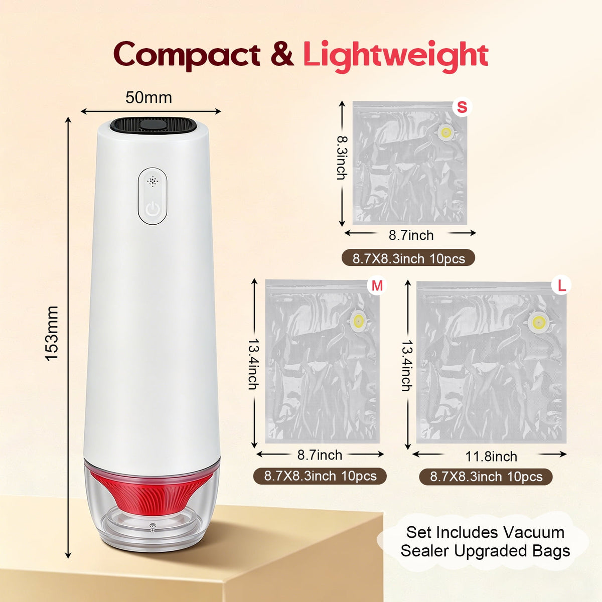 Doulami Handheld Vacuum Sealer for Food, 40KPA Seal Meal Saver, Compact Handheld Vacuum Sealer with 30 Reusable Bags, Portable Food Sealer