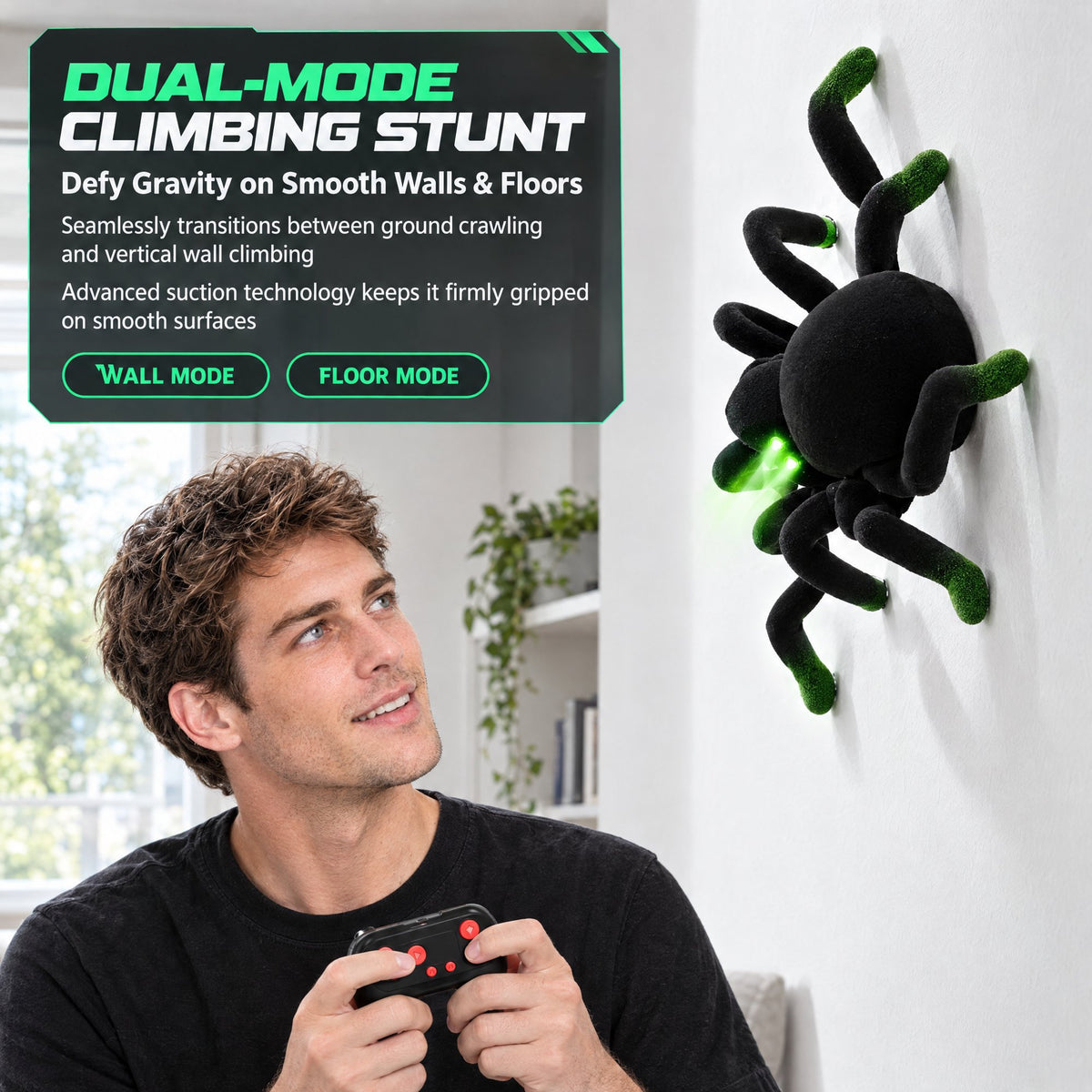 Remote Control Spider Toys, RC Giant Spider Toys Wireless Remote Control ,360° Rotating High Simulation Spider Animal Pets Toys Furry Texture Glowing Eyes Perfect for Christmas Joke Game Playing