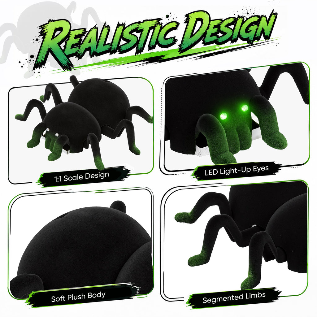 Remote Control Spider Toys, RC Giant Spider Toys Wireless Remote Control ,360° Rotating High Simulation Spider Animal Pets Toys Furry Texture Glowing Eyes Perfect for Christmas Joke Game Playing