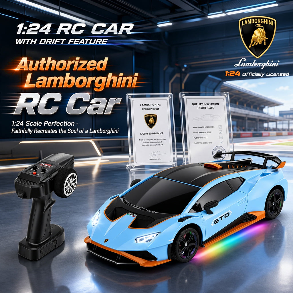 Lamborghini RC Car 1:24, Officially Licensed Remote Control Car 2.4GHz Drift RC Cars with LED Lights 2 Batteries for Kids Boys Age 3+