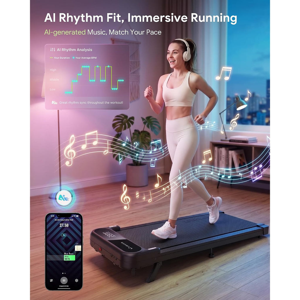 UREVO Smart Walking Pad with 12% Incline, Standing Desk Treadmill with 7-Layer Belt, 300lbs Capacity, Quiet Operation, Workout APP with Track Insights, Remote Control for Home Office