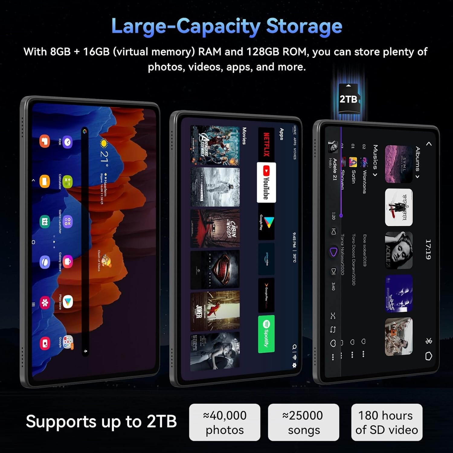 Tablet 2026 World's First Android 16 AI Tablet with Gemini AI, 11 Inch FHD Display, 24GB RAM 128GB ROM /2TB TF, T7250 CPU+13MP Camera, 8000mAh, Widevine L1, 2 in 1 Tablets with Keyboard Mouse Stylus