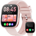 Smart Watch Fits for Android & iPhone, 1.85 inch Fitness Tracker, Men Womens Smartwatch with Make/Answer Calls/Message Reminder/100+ Sports Models, IP68 Waterproof Pedometer Watch, Perfect Gift, Pink