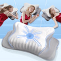 MOLBOX Cervical Contour Pillow, Ergonomic Memory Foam for Neck Pain, Side Sleeper, Cooling Cover, White