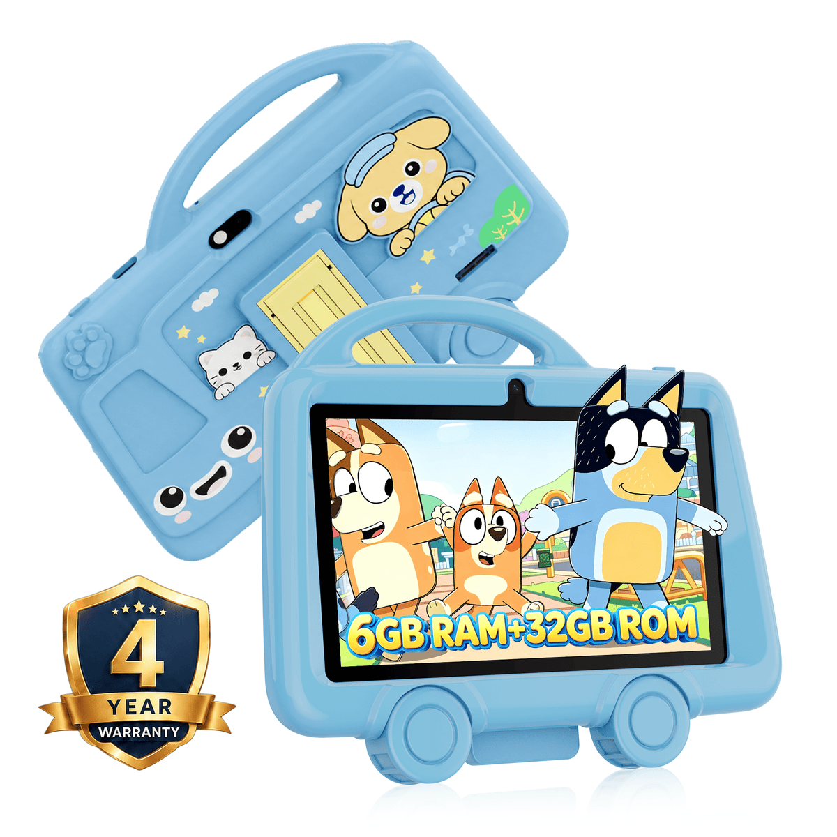 TABWEE Kids Tablet 7 inch, 6GB RAM + 32GB ROM, HD IPS Display, WiFi Bluetooth, Dual Cameras, Parental Control, Educational Android Tablet, Ideal Gift for Boys Girls, Shock‑Proof Silicone Case, Blue
