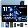 Tablet 2026 Android 16 AI Tablet with Gemini AI, 11 Inch FHD Display, 24GB RAM 128GB ROM /2TB TF, T7250 CPU+13MP Camera, 8000mAh, Widevine L1, 2 in 1 Tablets with Keyboard Mouse Stylus, Blue