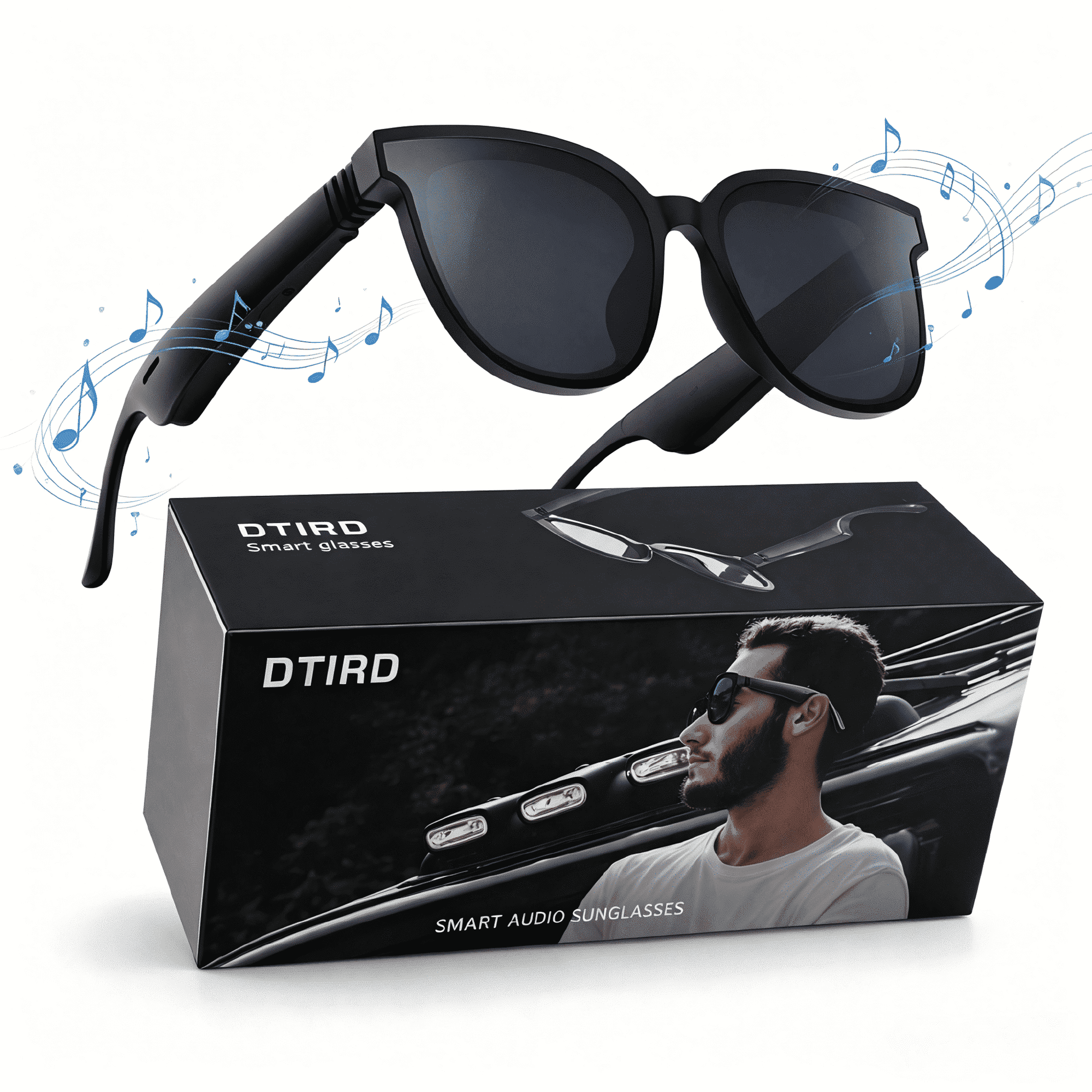 Bluetooth Glasses for Men & Women, AI Smart glasses Music Sunglasses with Open-Ear Speaker, Voice Control & HD Mic, UV400 Lens, 10H Playtime,Waterproof Music Glasses for Driving Travel Work, gifts