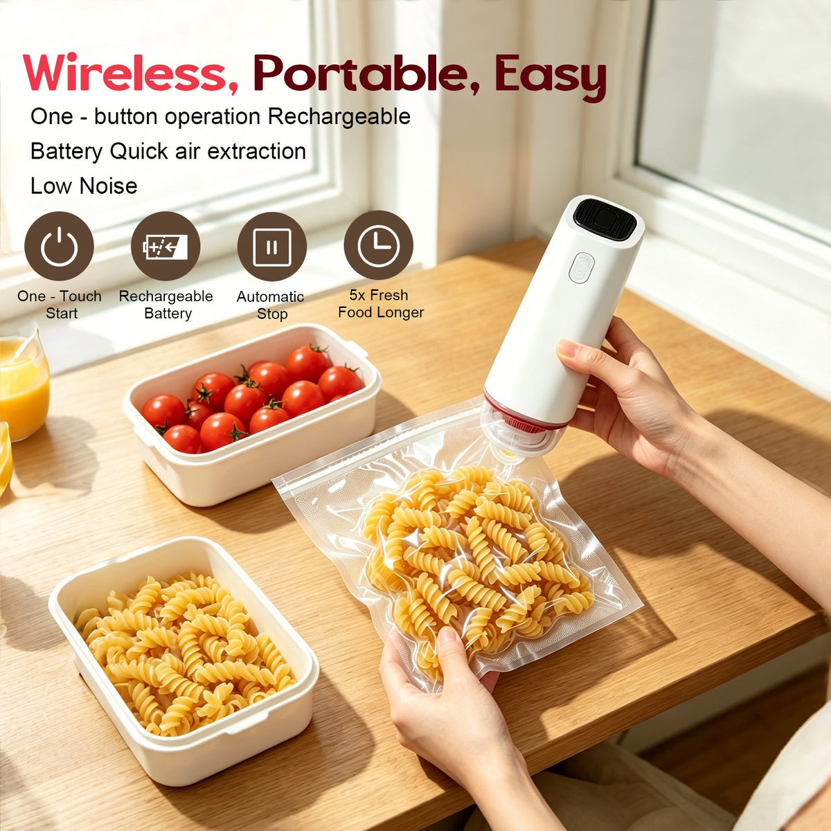 Doulami Handheld Vacuum Sealer for Food, 40KPA Seal Meal Saver, Compact Handheld Vacuum Sealer with 30 Reusable Bags, Portable Food Sealer