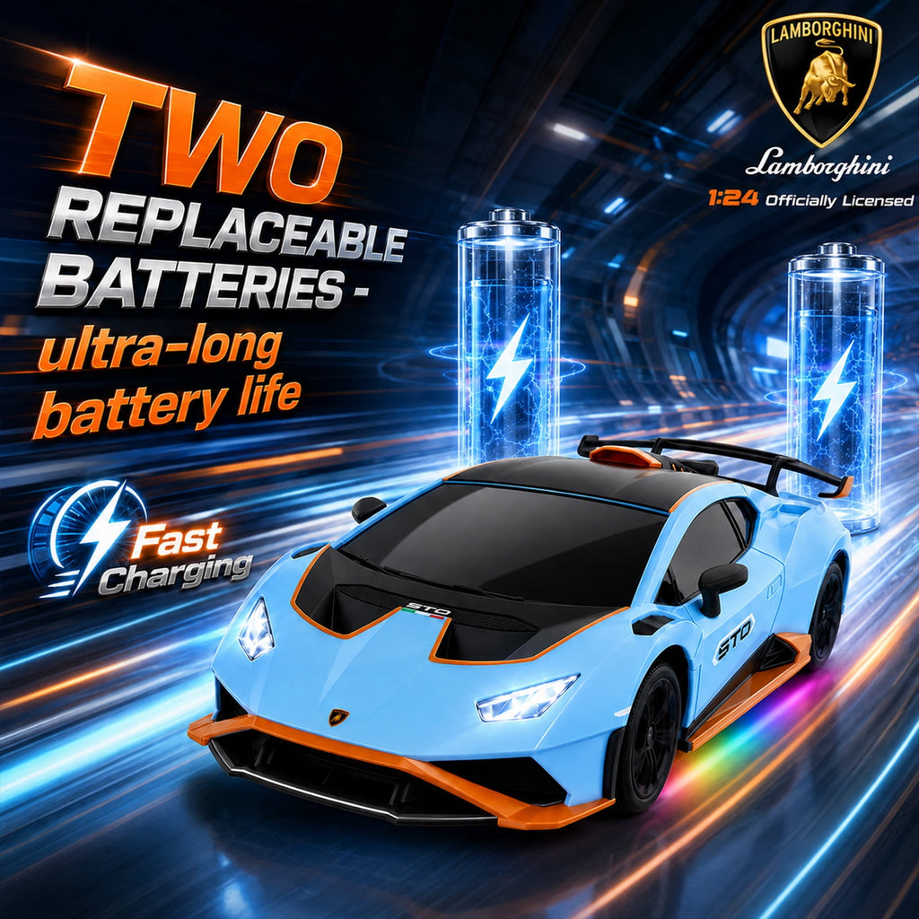 Lamborghini RC Car 1:24, Officially Licensed Remote Control Car 2.4GHz Drift RC Cars with LED Lights 2 Batteries for Kids Boys Age 3+