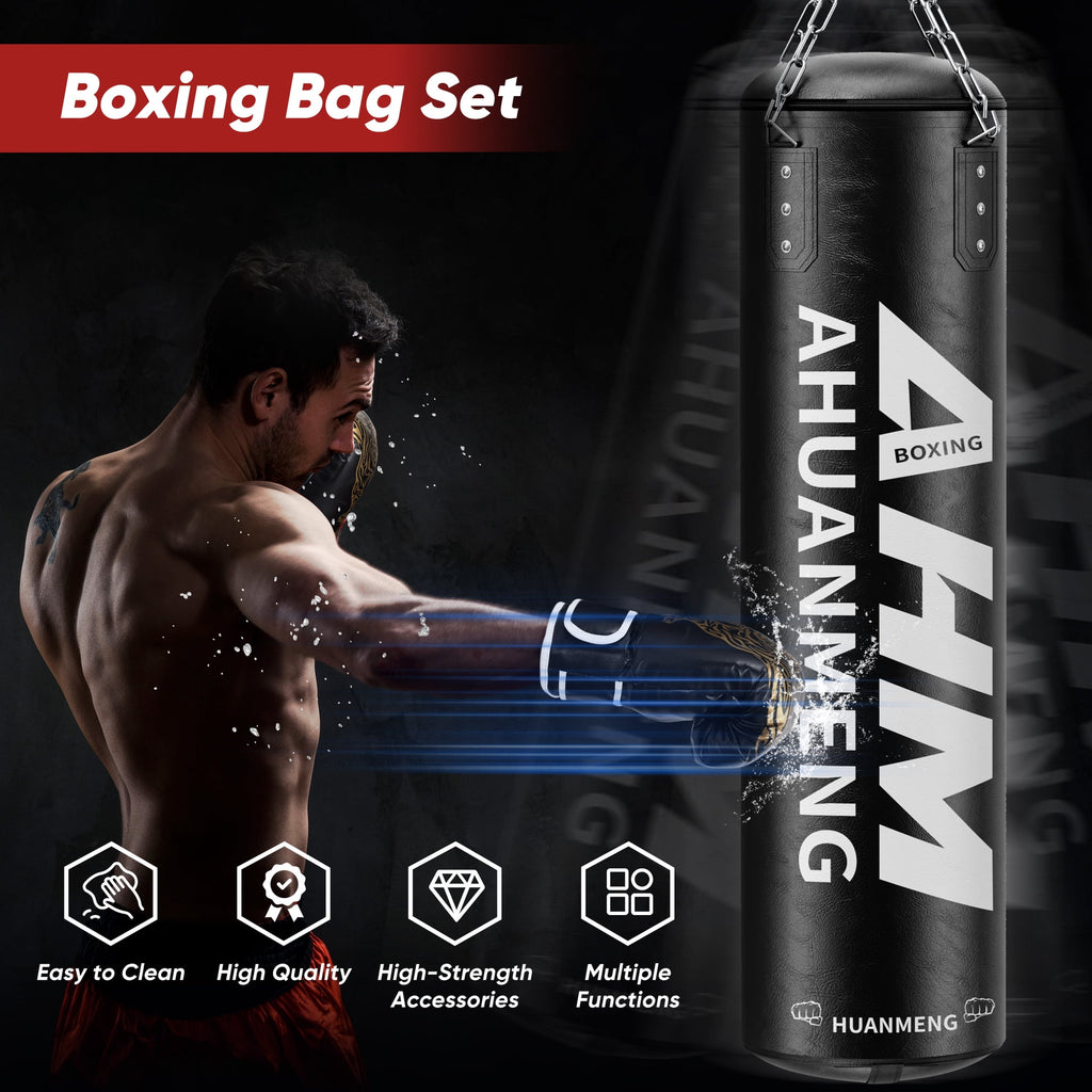 Doulami Punching Bag for Adults 4FT PU Heavy Boxing Bag Set Hanging Boxing Bag Kit w/ 12oz Gloves