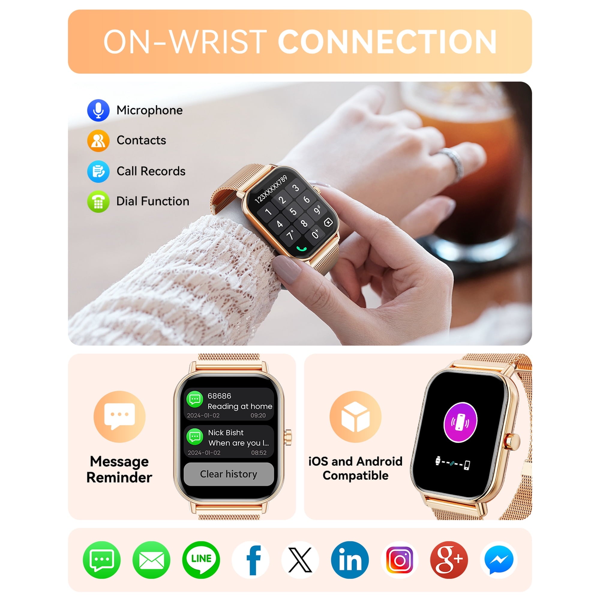 Mingdaln Smart Watch fits for Android and Iphone, IP68 Waterproof, Suitable for Women Men 100+Sports Modes 1.85 inch Fitness Tracker, with Answer/Make Calls/Message Reminder, （Two watch straps）