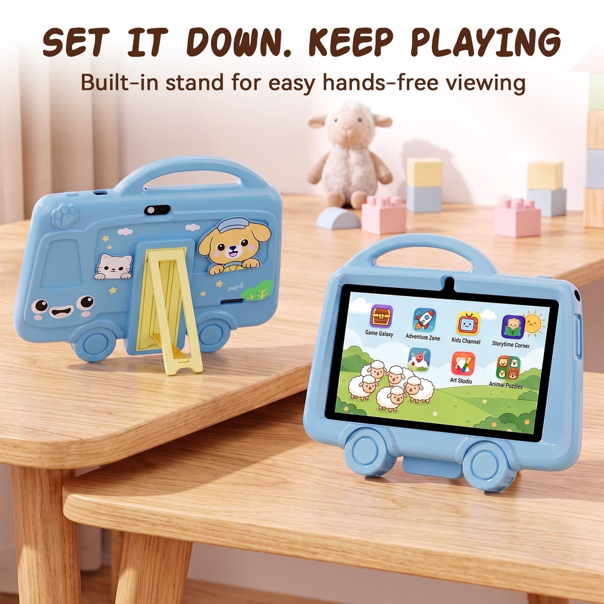 TABWEE Kids Tablet 7 inch, 6GB RAM + 32GB ROM, HD IPS Display, WiFi Bluetooth, Dual Cameras, Parental Control, Educational Android Tablet, Ideal Gift for Boys Girls, Shock‑Proof Silicone Case, Blue