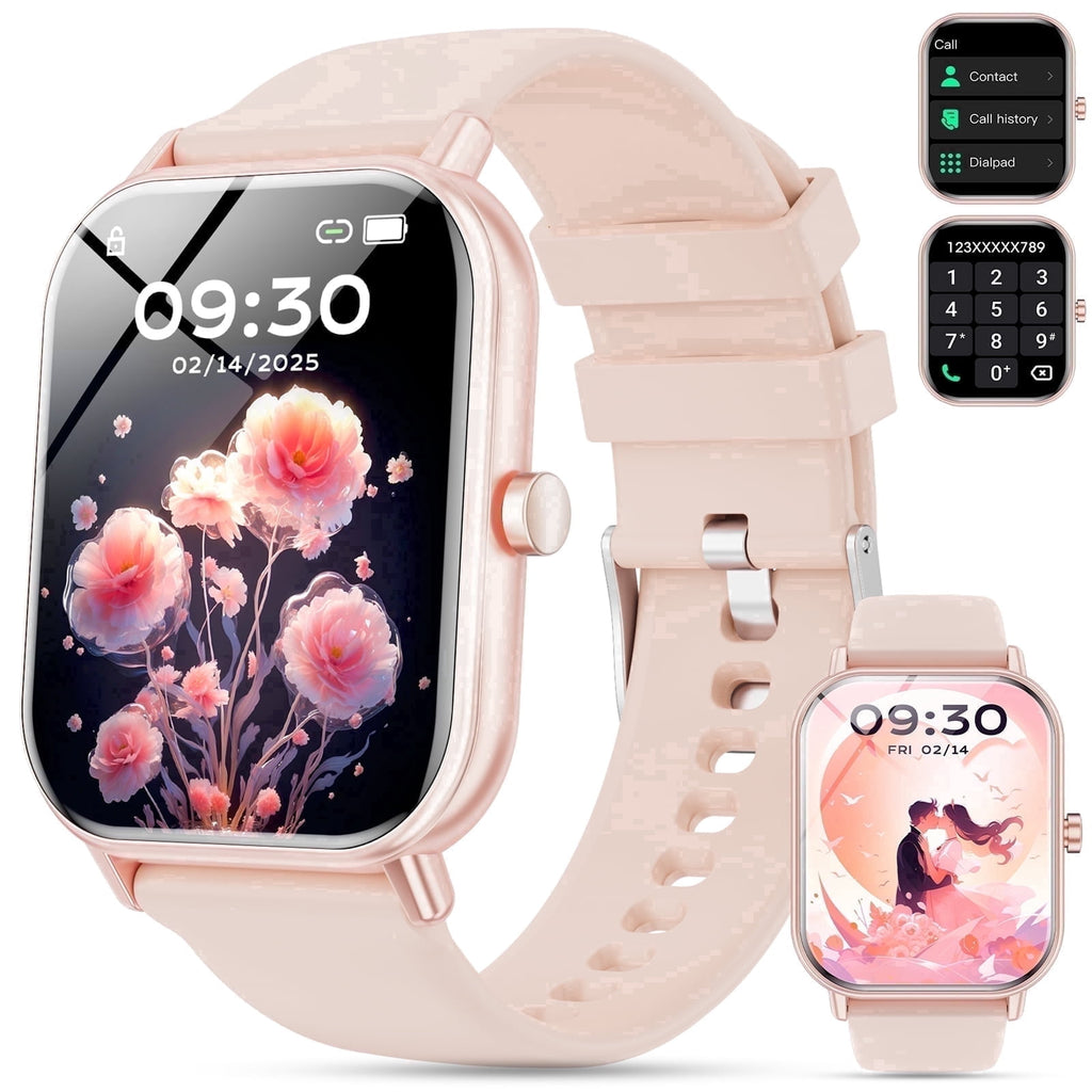 Smart Watch for Women Men, fits for Android and IPhone Devices, Fitness Tracker/pedometer, 1.85-inch smartwatch Gift, Answer/Make Calls/120 Sports Modes, IP68 Water-Resistant Fitness Watch (Pink)